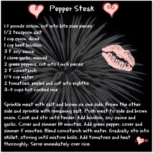 Valentine's Recipe Pepper Steak