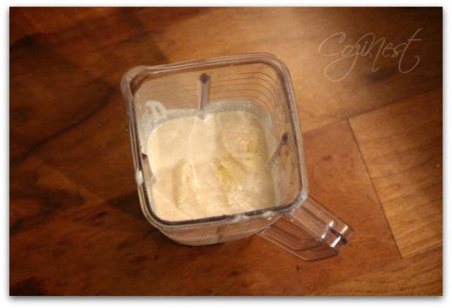 Add ice cream to apple pie in blender.